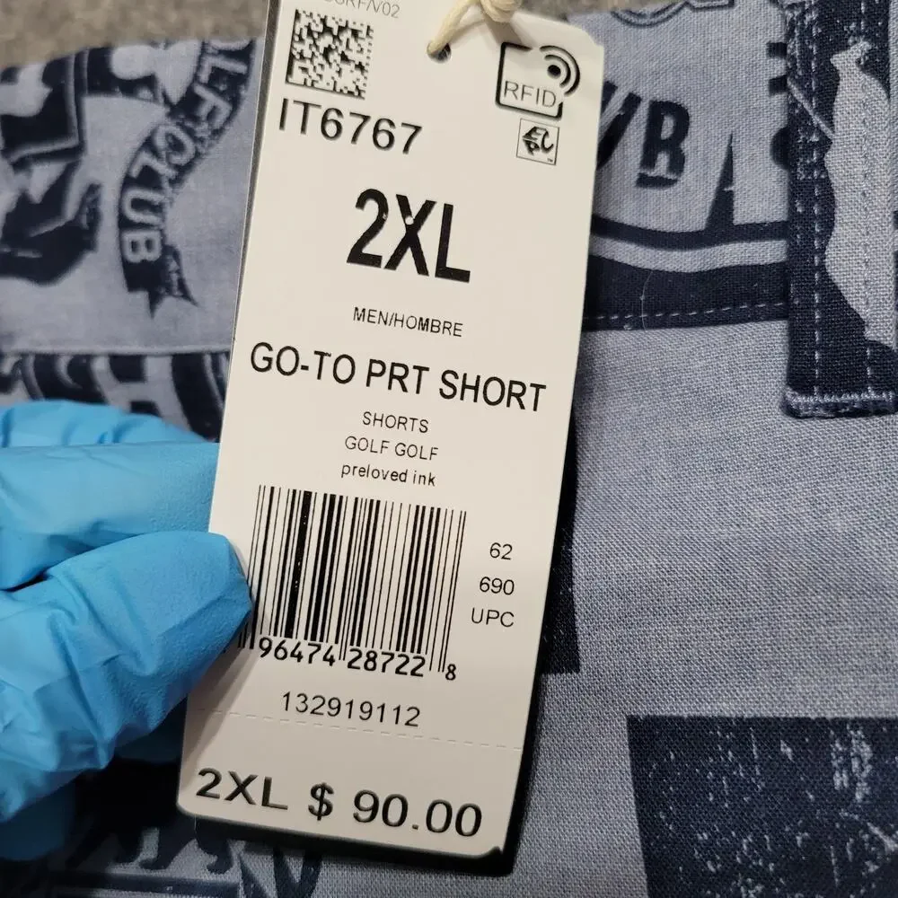 Adidas Golf Shorts Men 2XL XXL Blue Printed Shorts Sports Performance AOP Preppy